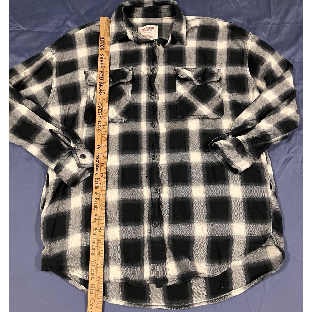 Mossimo Supply Co. Men's Plaid Flannel Shirt Size Medium Side Hip Pockets Y2K - Picture 9 of 9